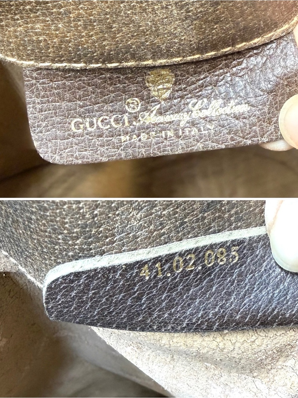 Gucci authentic brown monogram coated canvas Bucket Bag brown leather - Picture 12 of 16